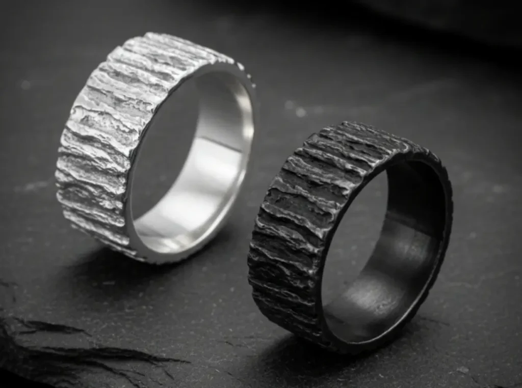 Argollas de matrimonio con gustos diferentes en Plata Ley 950 – Colección Huená, Eliana Soto Joyería Artesanal Bogotá